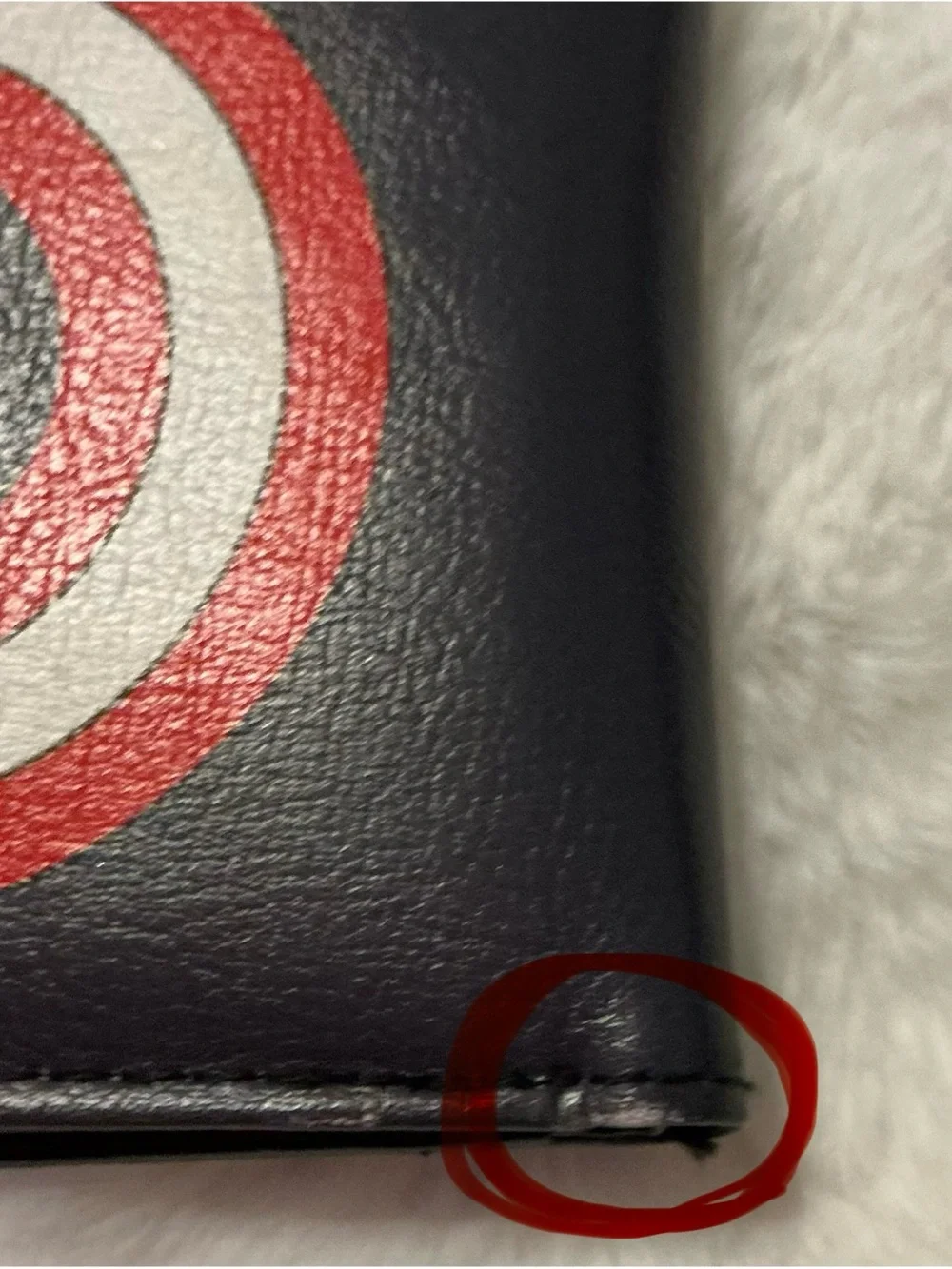 Men's Black Bi-Fold Wallet with Red & White Shield Accent